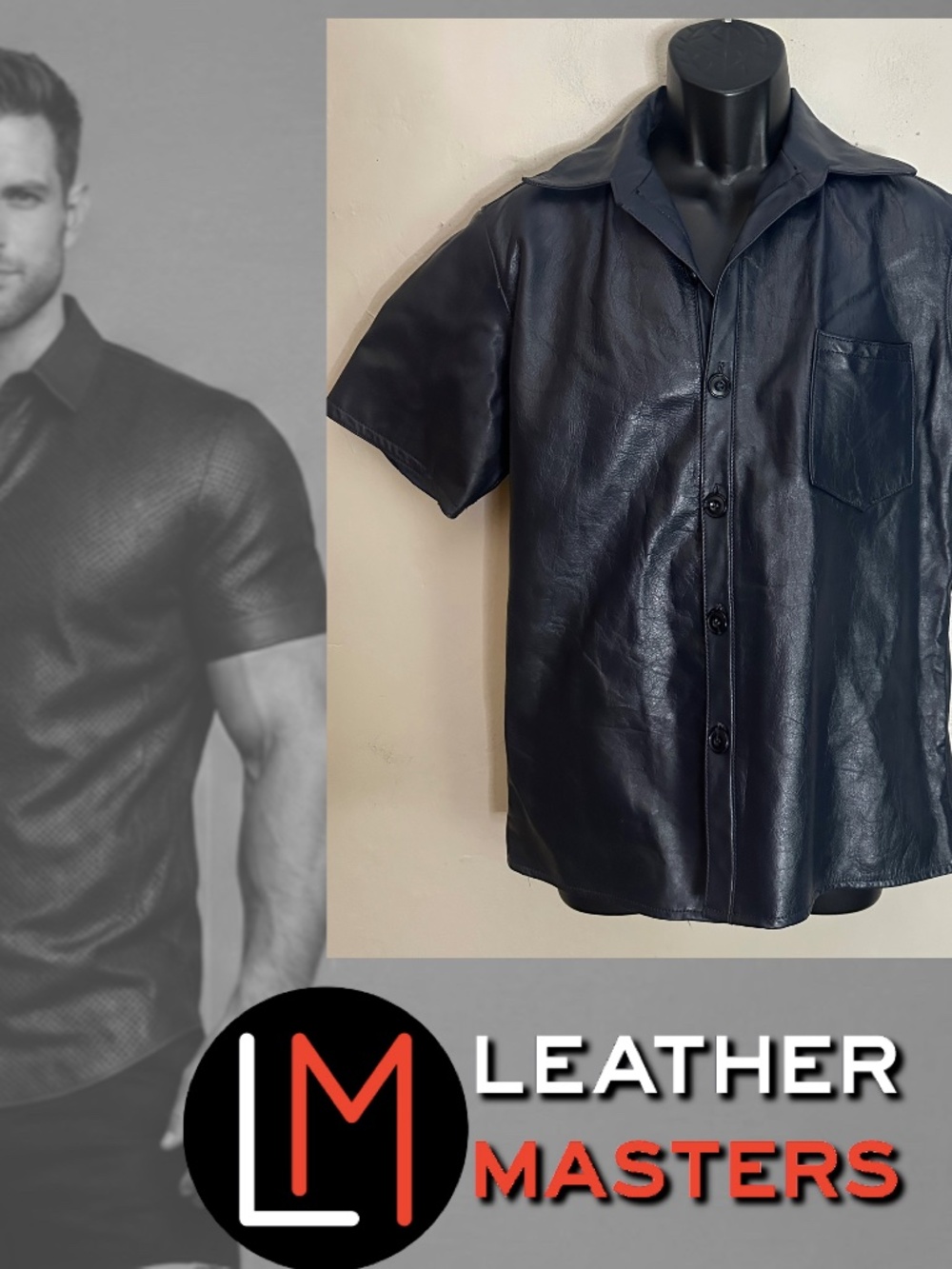 Leathermasters Custom Leather Short Sleeve Shirt 22.5" armpit to armpit Blue